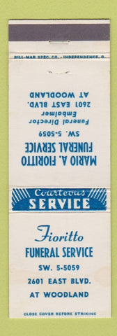 Matchbook Cover - Mario Fioritto Funeral Home Cleveland? WEAR