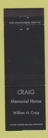 Matchbook Cover - Craig Memorial Home Funeral McKeesport PA