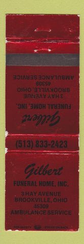 Matchbook Cover - Gilbert Funeral Home Brookville OH WEAR