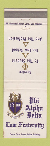 Matchbook Cover - Phi Alpha Delta Law Fraternity