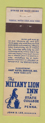 Matchbook Cover - Nittany Lion Inn State College PA Federal