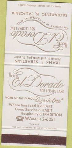 Matchbook Cover - Hotel El Dorado Sacramento cA 30 Strike