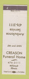 Matchbook Cover - Creason Funeral Home Millstadt IL