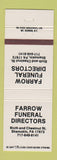 Matchbook Cover - Farrow Funeral Home Shamokin PA
