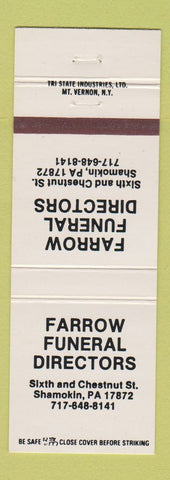 Matchbook Cover - Farrow Funeral Home Shamokin PA