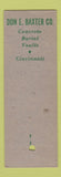 Matchbook Cover - Don Baxter Burial Vault funeral Cincinnati OH SAMPLE