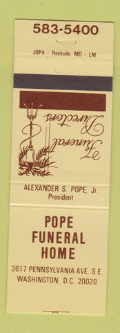 Matchbook Cover - Pope Funeral Home Washington DC