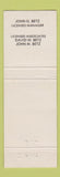 Matchbook Cover - Betz Funeral Home Amsterdam NY