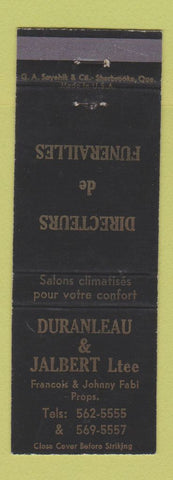 Matchbook Cover - Duranleau Jalbert Funeral Home QC WEAR