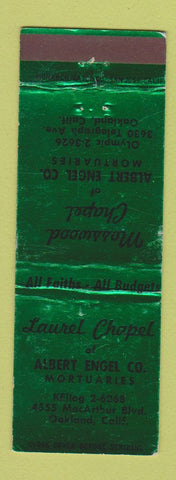 Matchbook Cover - Laurel Chapel Albert Engel Funeral Home Oakland CA WEAR
