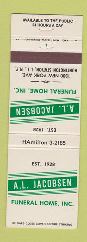 Matchbook Cover - AL Jacobsen Funeral Home Huntington Station LI NY