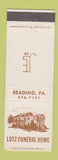 Matchbook Cover - Lutz Funeral Home Reading PA