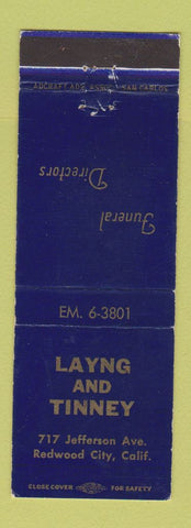 Matchbook Cover - Layng and Tinney Funeral Home Redwood City CA WEAR