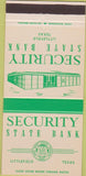 Matchbook Cover - Security State Bank Littlefield TX 30 Strike
