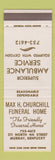 Matchbook Cover - Max Churchill Funeral Home Murray KY