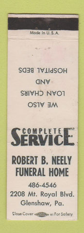 Matchbook Cover - Robert Neely Funeral Home Glenshaw PA WEAR