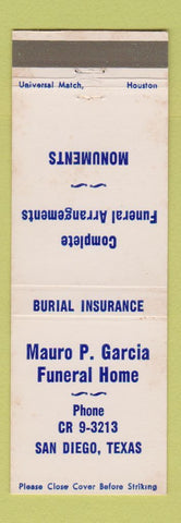 Matchbook Cover - Mauro Garcia Funeral Home San Diego CA