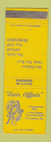 Matchbook Cover - Hair Affair Salon Norristown PA YELLOW