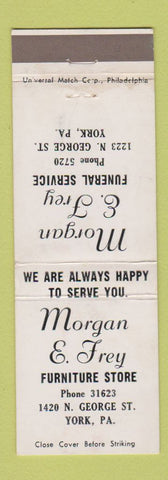 Matchbook Cover - Morgan Frey Furniture Store Funeral York PA