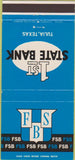 Matchbook Cover - 1st State Bank Tulia TX 30 Strike