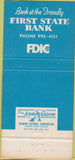 Matchbook Cover - 1st State Bank Tulia TX 30 Strike
