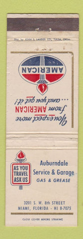 Matchbook Cover - American Standard oil gas Miami FL Auburndale WEAR