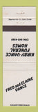 Matchbook Cover - Kirby Vance Funeral Homes