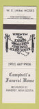 Matchbook Cover - Campbell's Funeral Home Amherst NS
