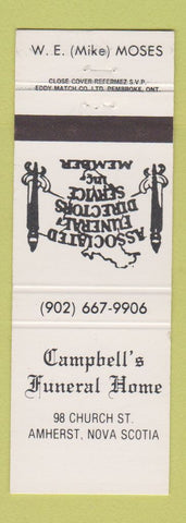 Matchbook Cover - Campbell's Funeral Home Amherst NS