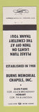 Matchbook Cover - Burns Memorial Funeral Home Glen Park Hobart Gary IN
