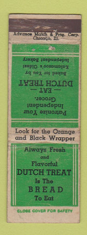 Matchbook Cover - Dutch Treat Bread Kalamazoo MI ADVANCE WEAR