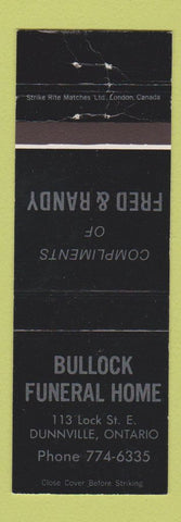 Matchbook Cover - Bullock Funeral Home Dunnville ON
