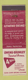 Matchbook Cover - Owens Brumley Funeral Fort Worth Bowie Wichita Falls TX WEAR