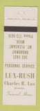 Matchbook Cover - Lux Rush Funeral Home Mount Pleasant MI