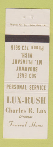 Matchbook Cover - Lux Rush Funeral Home Mount Pleasant MI