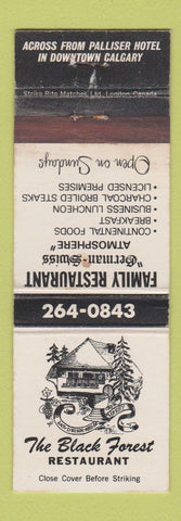 Matchbook Cover - Black Forest Restaurant Calgary AB WEAR