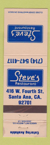 Matchbook Cover - Steve's Restaurant Santa Ana CA