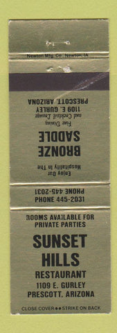 Matchbook Cover - Sunset Hills Restaurant Prescott AZ