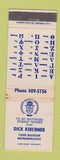 Matchbook Cover - Dirk Kirchner Balfour Fraternity Lincoln NE WEAR