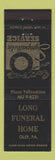Matchbook Cover - Long Funeral Home Oley PA