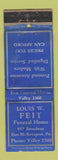 Matchbook Cover - Louis Feit Funeral Home East McKeesport PA WORN