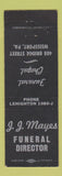 Matchbook Cover - JJ Mayes Funeral Home Weissport PA