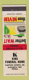 Matchbook Cover - King Funeral Home Elizabeth Township PA