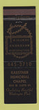 Matchbook Cover - Kaestner Memorial Chapel Funeral Milwaukee WI