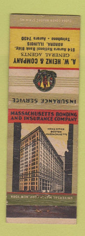 Matchbook Cover - AW Heinz Insurance Aurora IL