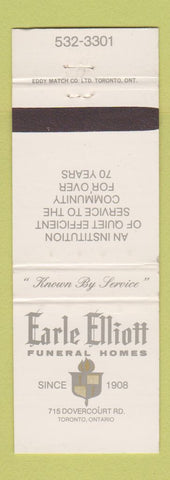 Matchbook Cover - Earle Elliott Funeral Home Toronto ON