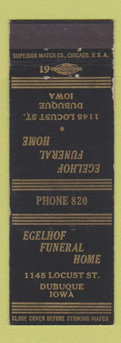 Matchbook Cover - Egelhof Funeral Home Dubuque IA
