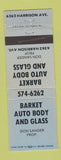 Matchbook Cover - Barket Auto Body Glass WEAR