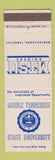 Matchbook Cover - Middle Tennessee State University Murfreesboro TN Raiders