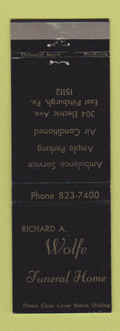 Matchbook Cover - Richard Wolfe Funeral Home East Pittsburgh PA